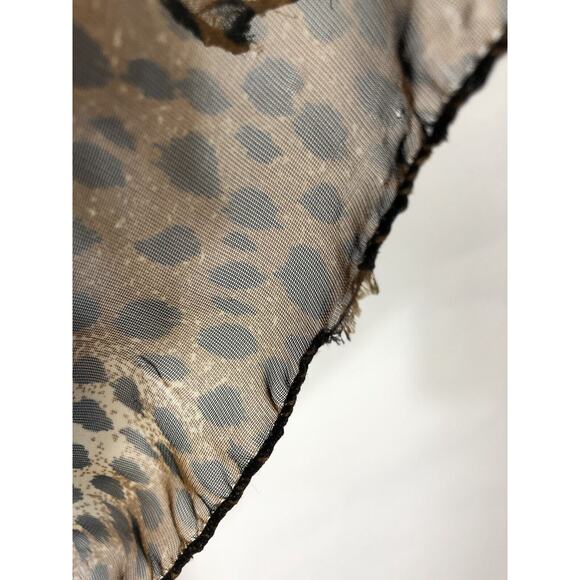 Long Animal Leopard Print Scarf, Brown and Black Sheer Rectangle Retro Pinup - Picture 6 of 7